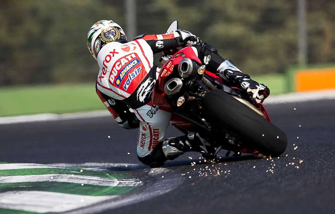 Photo wallpaper speed, track, turn, motorcycle, pilot, 1920x1200, motorcycle, ducati, speed, track, pilot, turn