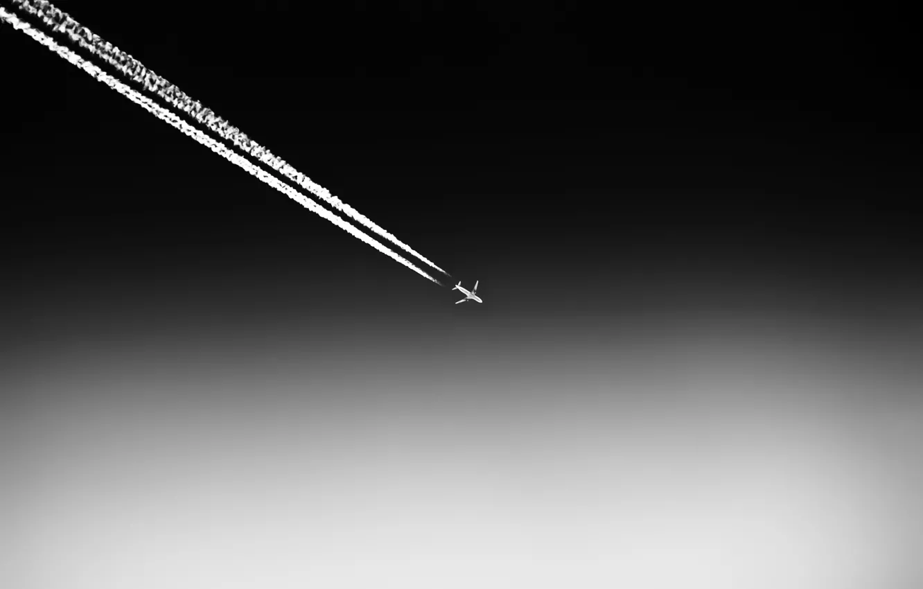 Wallpaper the sky, trail, the plane images for desktop, section минимализм  - download