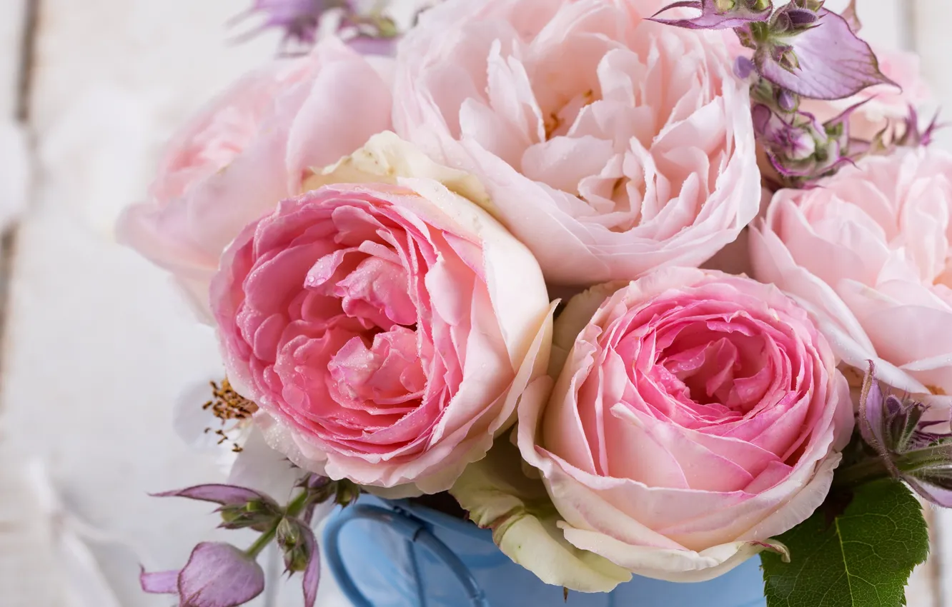 Photo wallpaper flowers, roses, bouquet, pink, flowers, roses