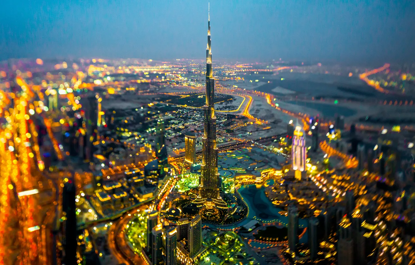 Wallpaper lights, horizon, Dubai, street, Burj Khalifa, at night images for  desktop, section город - download