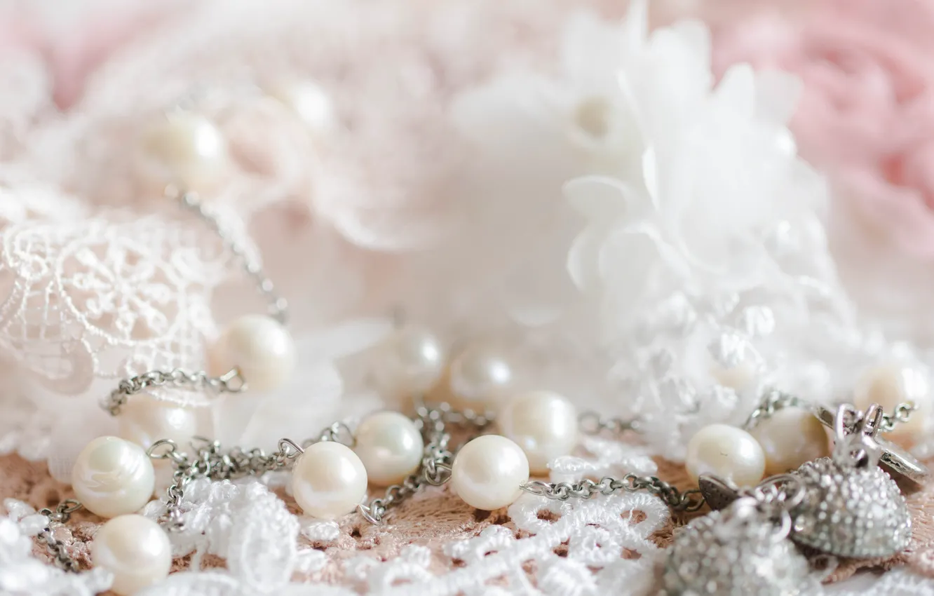 Photo wallpaper decoration, pearl, lace