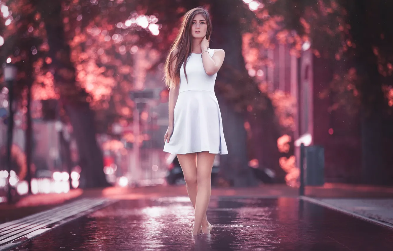 Wallpaper Girl, Light, Purple, Model, Water, Color, White, Beauty, Summer,  Bokeh, Cute, Fashion, Dress, Outdoor images for desktop, section девушки -  download