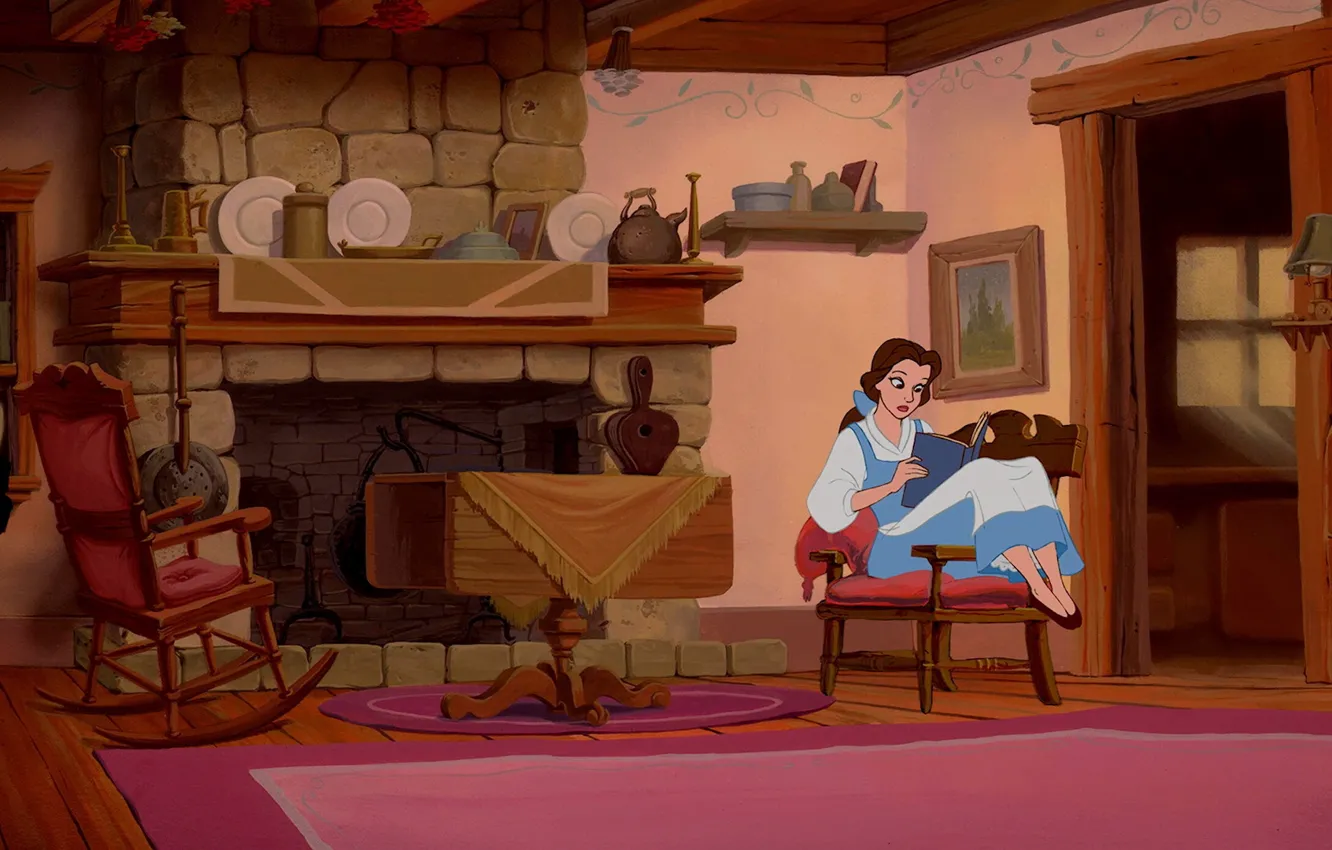 Wallpaper Home Beauty And The Beast Reading Book Belle Images