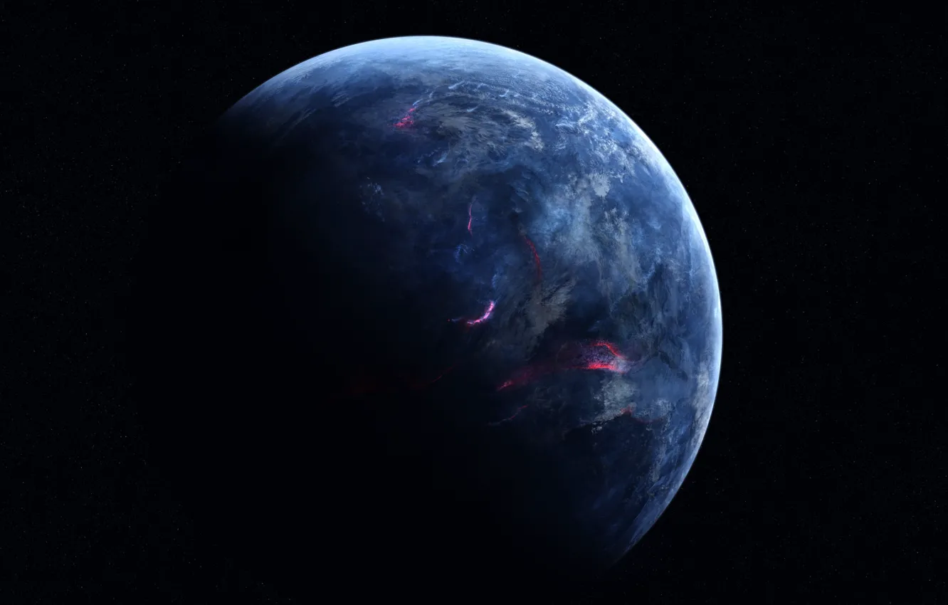 Wallpaper Dark Black Blue Planet Sci Fi Images For Desktop