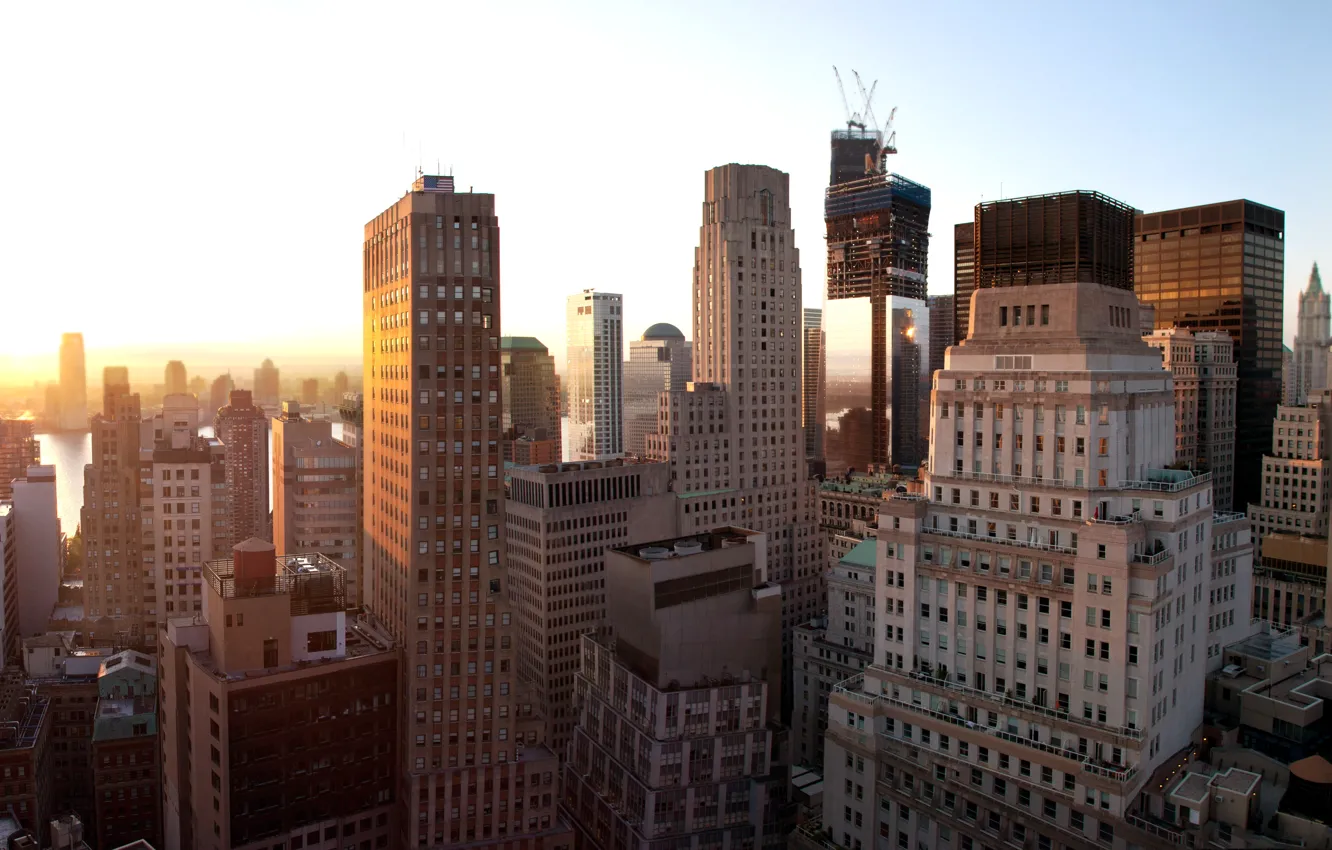 Photo wallpaper sunset, new York, United States, Sunset, New York, New York City, nyc, Lower Manhattan