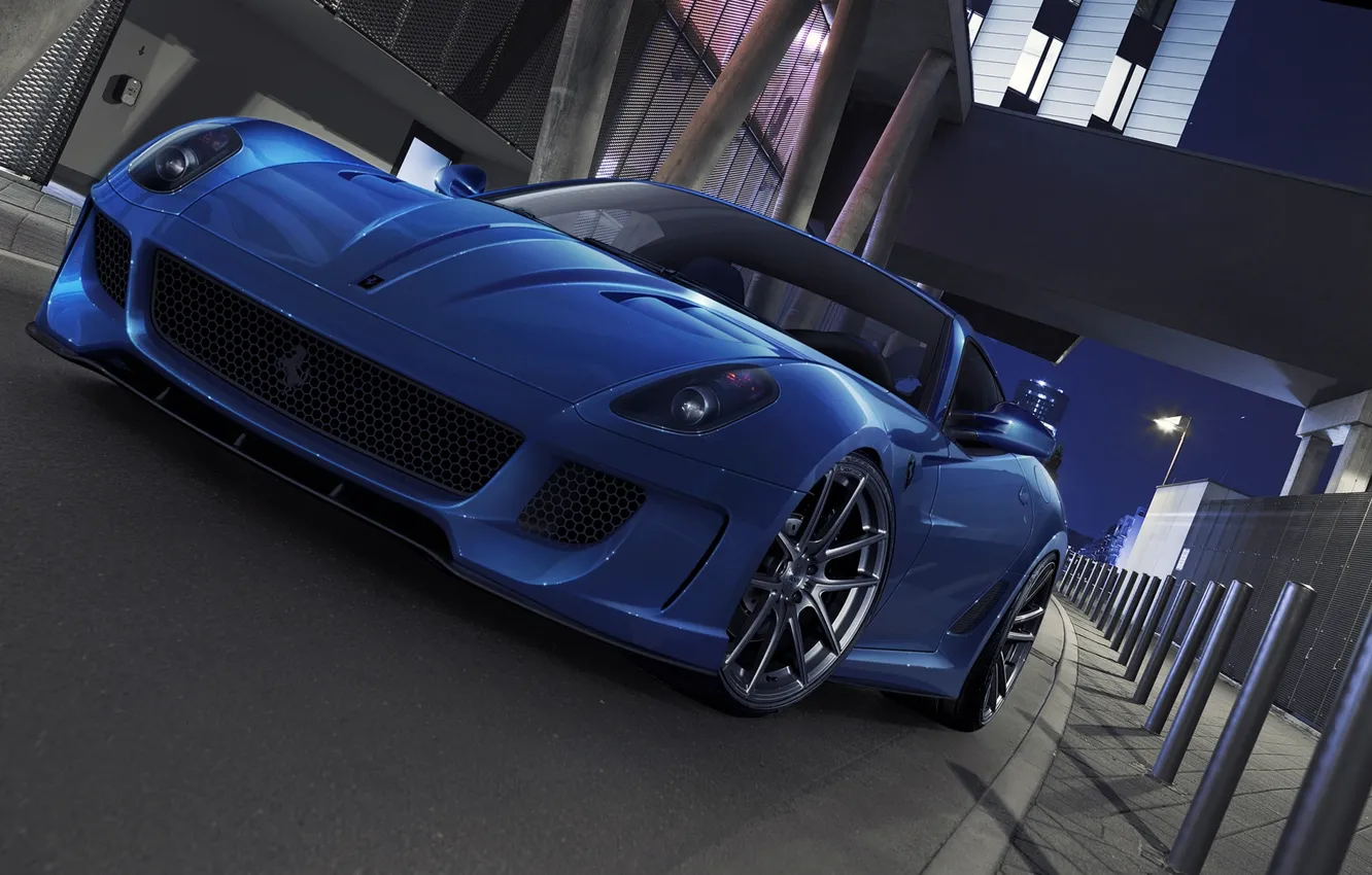 Photo wallpaper car, machine, auto, Ferrari, Ferrari, supercar, supercar, blue, 599, blue, GTO, avto, deep blue