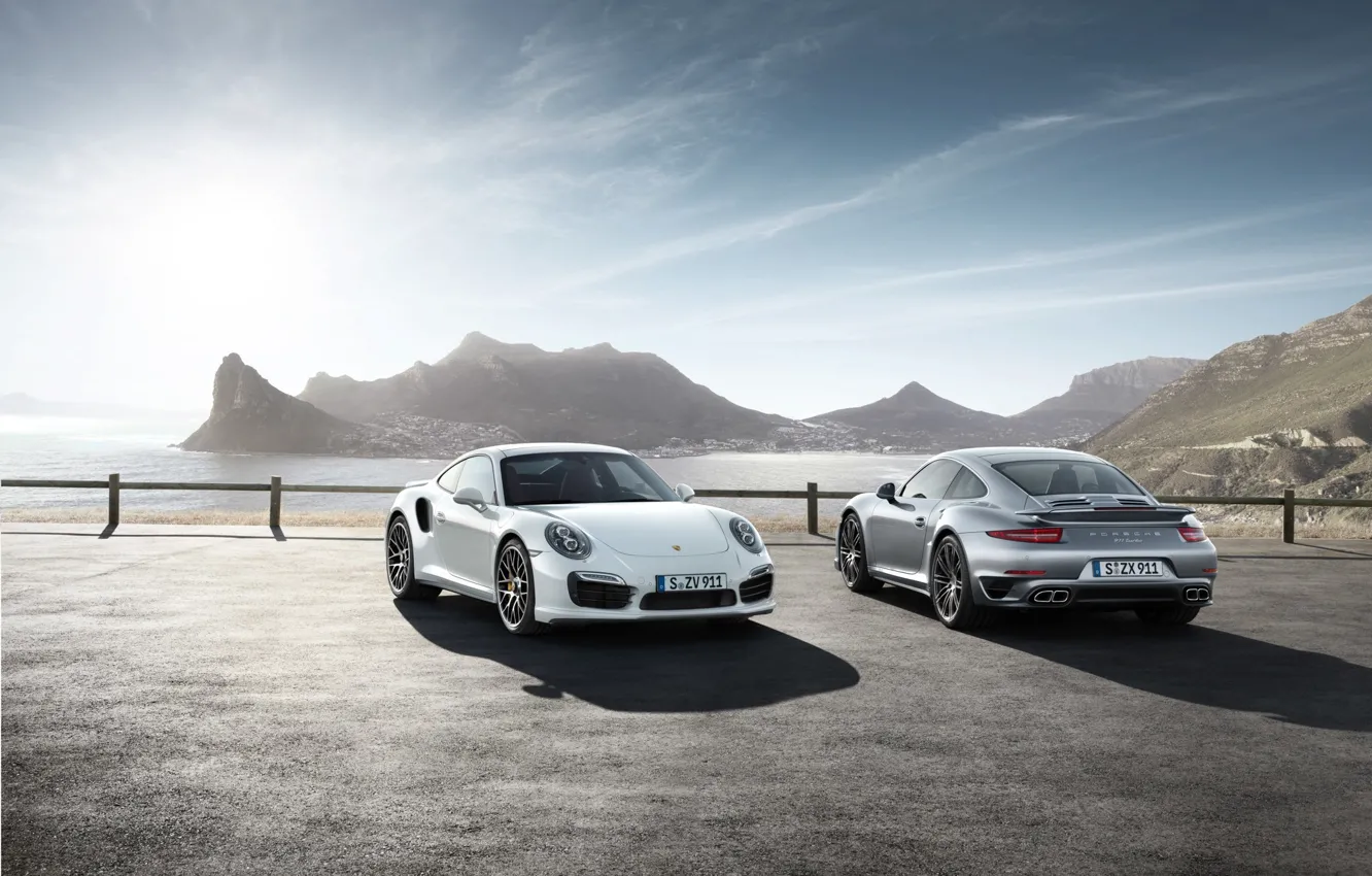 Photo wallpaper grey, 911, Porsche, turbo, white and