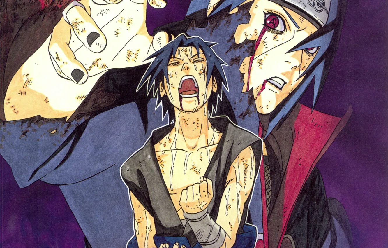 Wallpaper Hatred Pain Brothers Sasuke Naruto Red Eyes