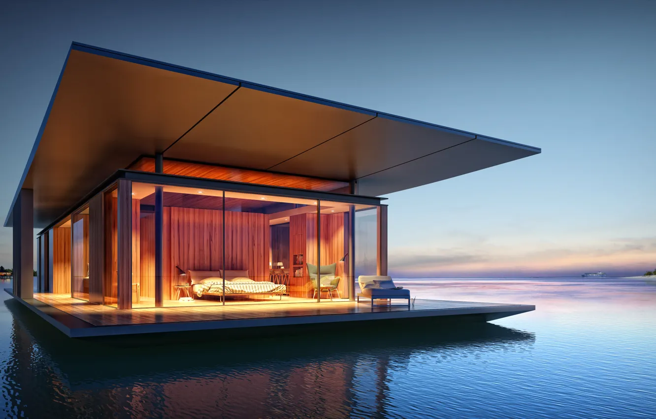 Wallpaper Room Design, Architecture Design, Floating House, Houseboat  Ideas, Dream Home, Scenic View images for desktop, section интерьер -  download