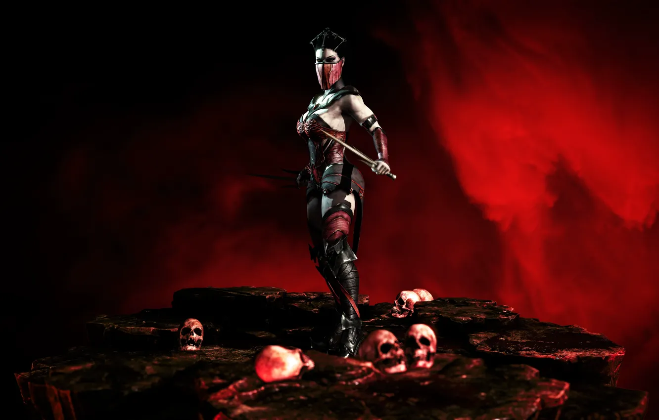 Mileena (Mortal Kombat), red eyes, video game characters 