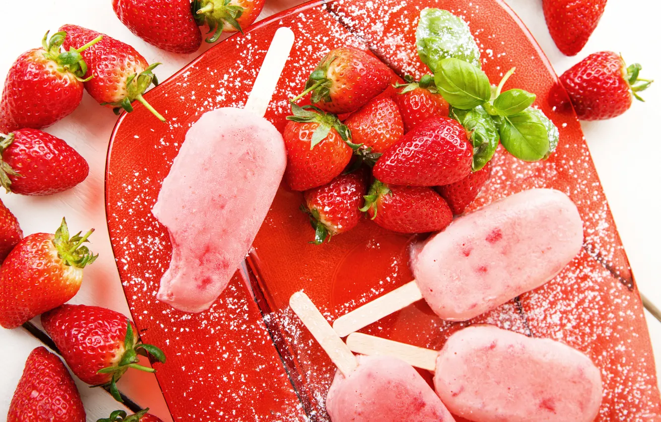 Wallpaper berries, strawberry, ice cream, dessert, Strawberry, dessert, ice  cream, fruit ice images for desktop, section еда - download