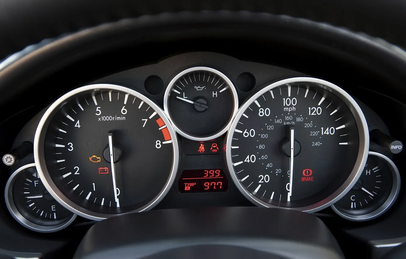 Photo wallpaper speedometer, devices, Mazda, salon, sensors, Mazda, miata, MX-5