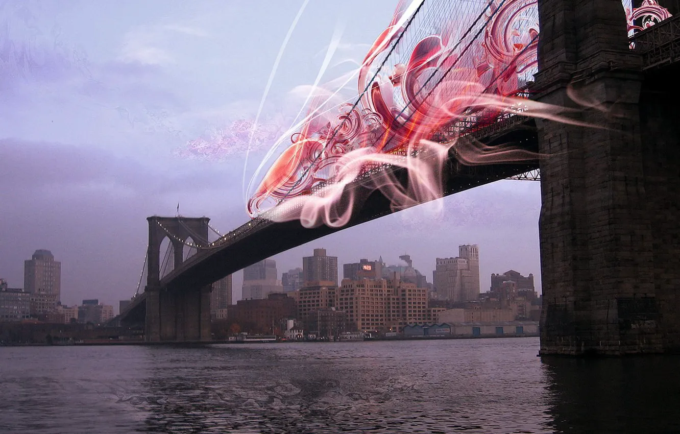 Photo wallpaper treatment, New York, Bridge