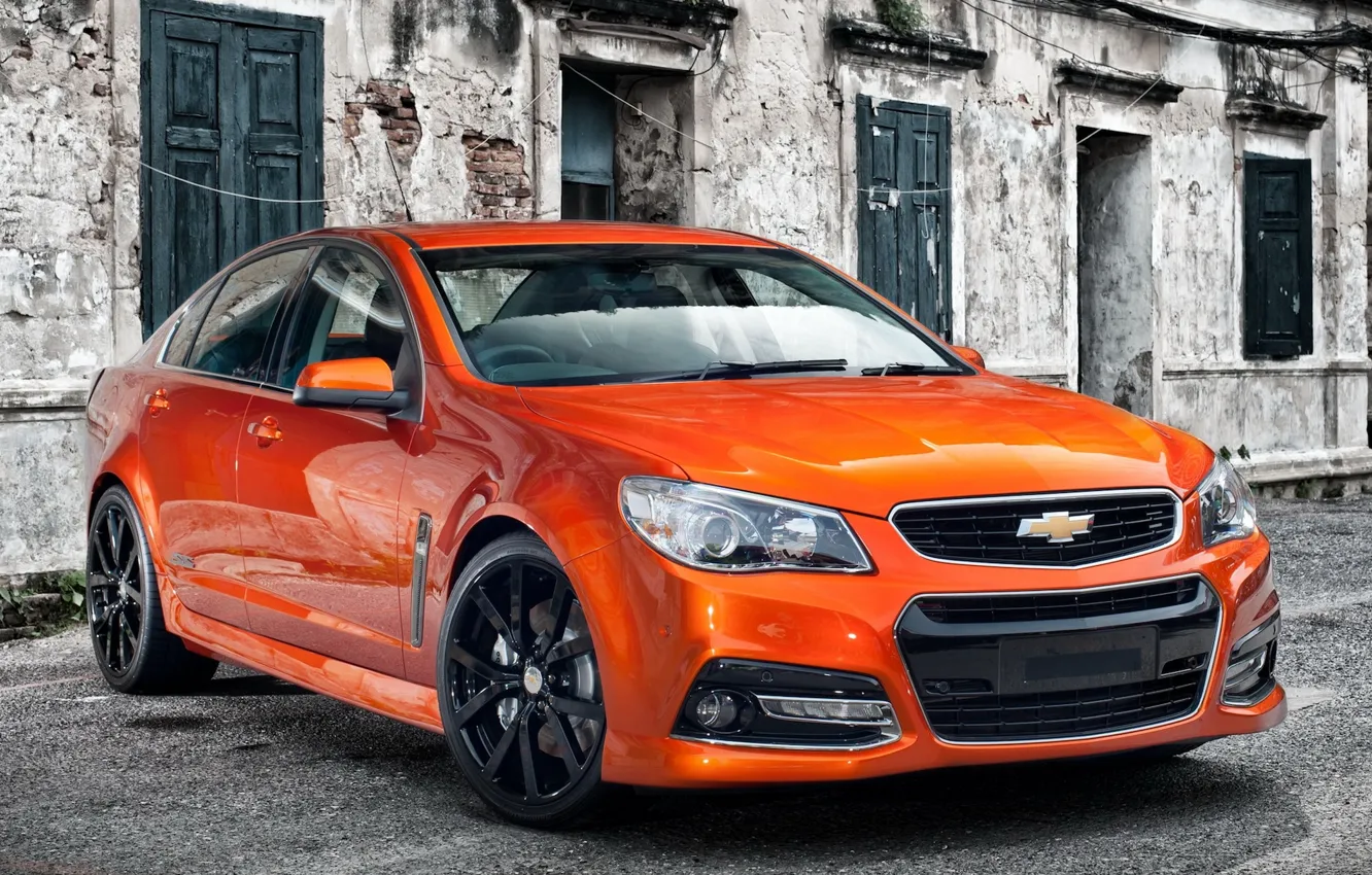 Photo wallpaper Chevrolet, orange, 2014, V-8, Sports Sedan
