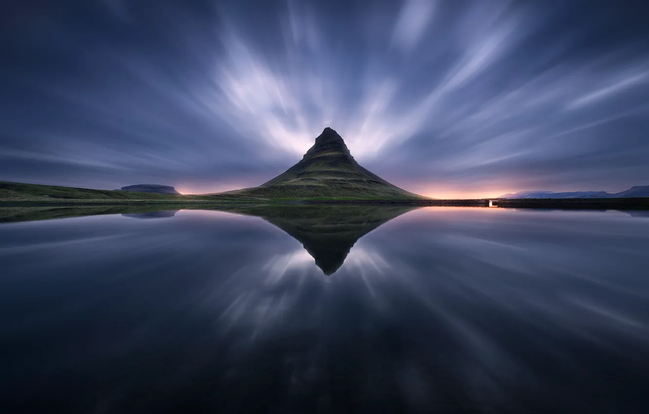 Photo wallpaper the sky, water, mountain, Iceland
