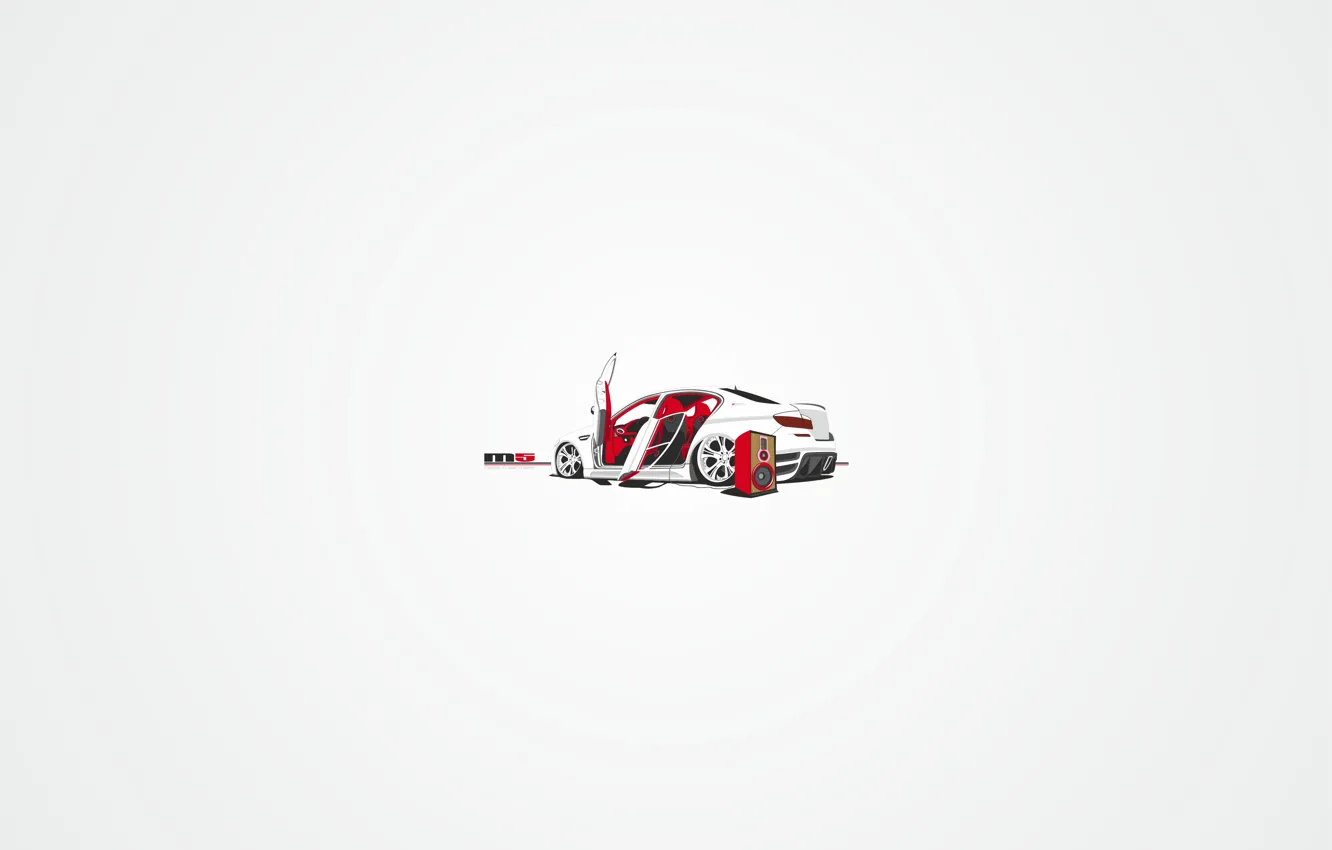 Photo wallpaper car, vector, bmw, red, sound, tuning, art