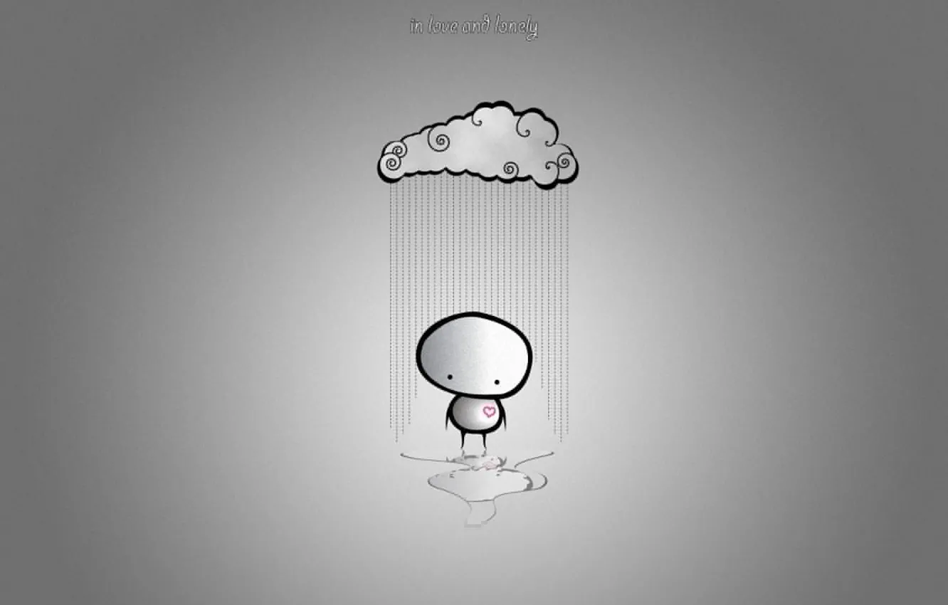 Wallpaper clouds, love, loneliness, rain, minimalism, humor, love, rain,  cloud, mood, broken heart, lonely, Minimalism, humor, broken heart images  for desktop, section минимализм - download