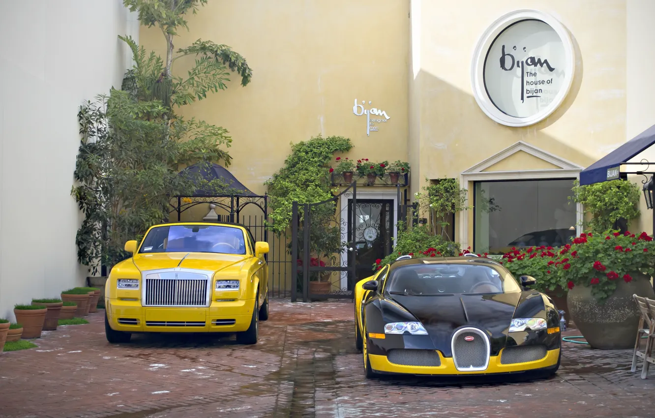 Photo wallpaper Bugatti, veyron, tuning, coupe, rolls-royce, phantom, drophead