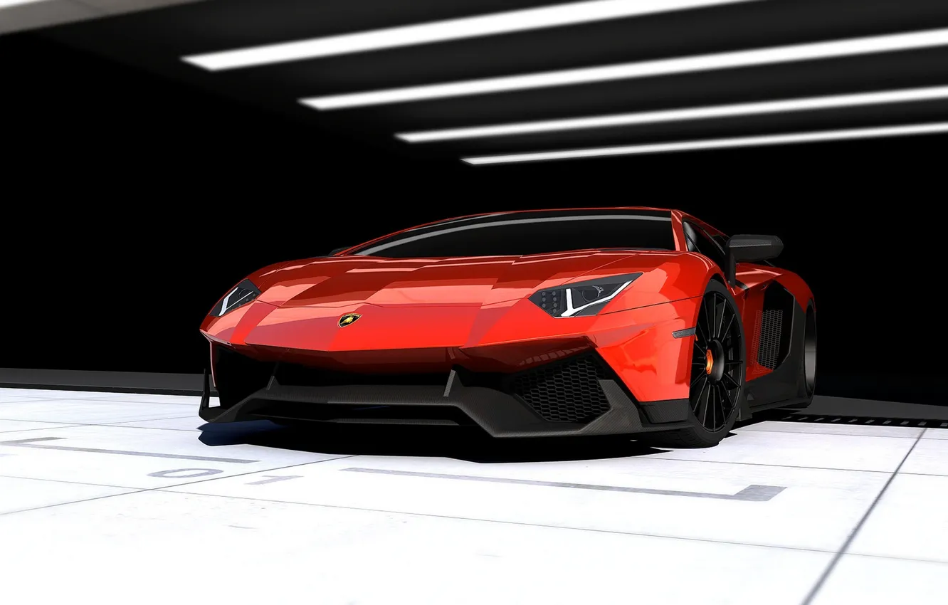 Photo wallpaper red, background, Lamborghini, supercar, Corsa, the front, Lamborghini, Aventador, Aventador, Limited Edition, RENM