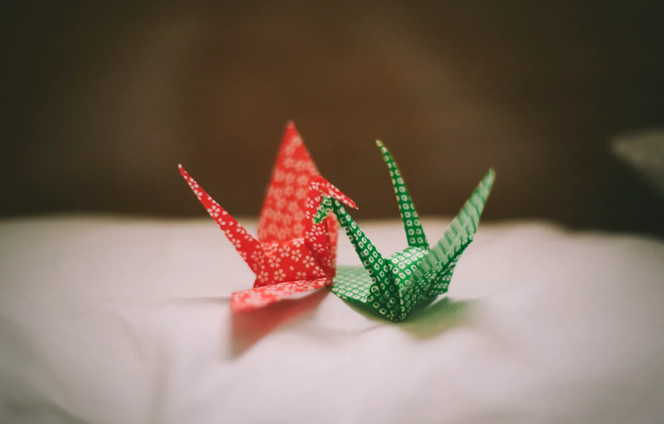 Photo wallpaper paper, origami, cranes