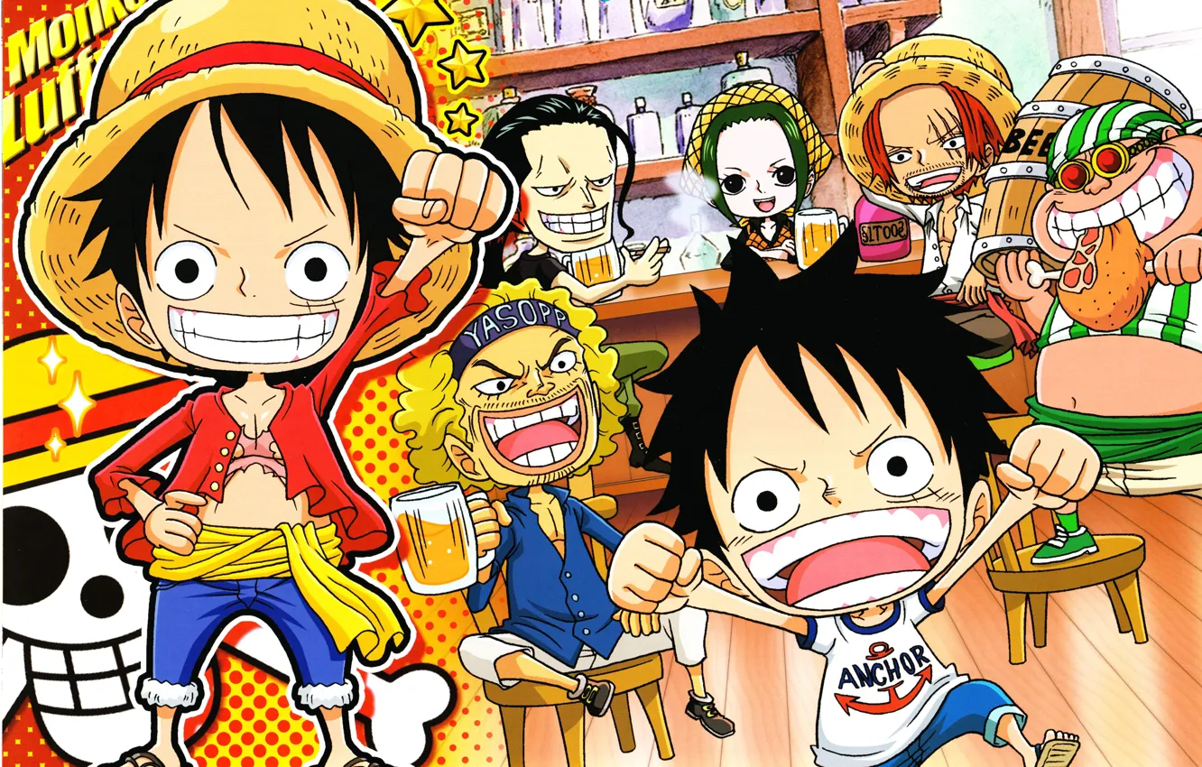 Wallpaper sake, game, star, One Piece, red hair, pirate, hat, smile
