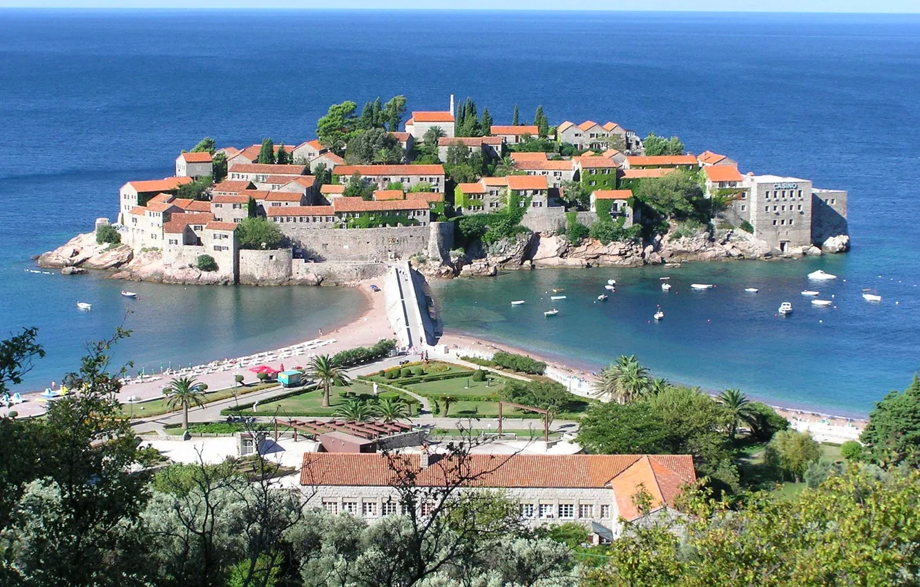 Photo wallpaper sea, stay, island, resort, Montenegro, Budva, Sveti Stefan, Saint Stephen