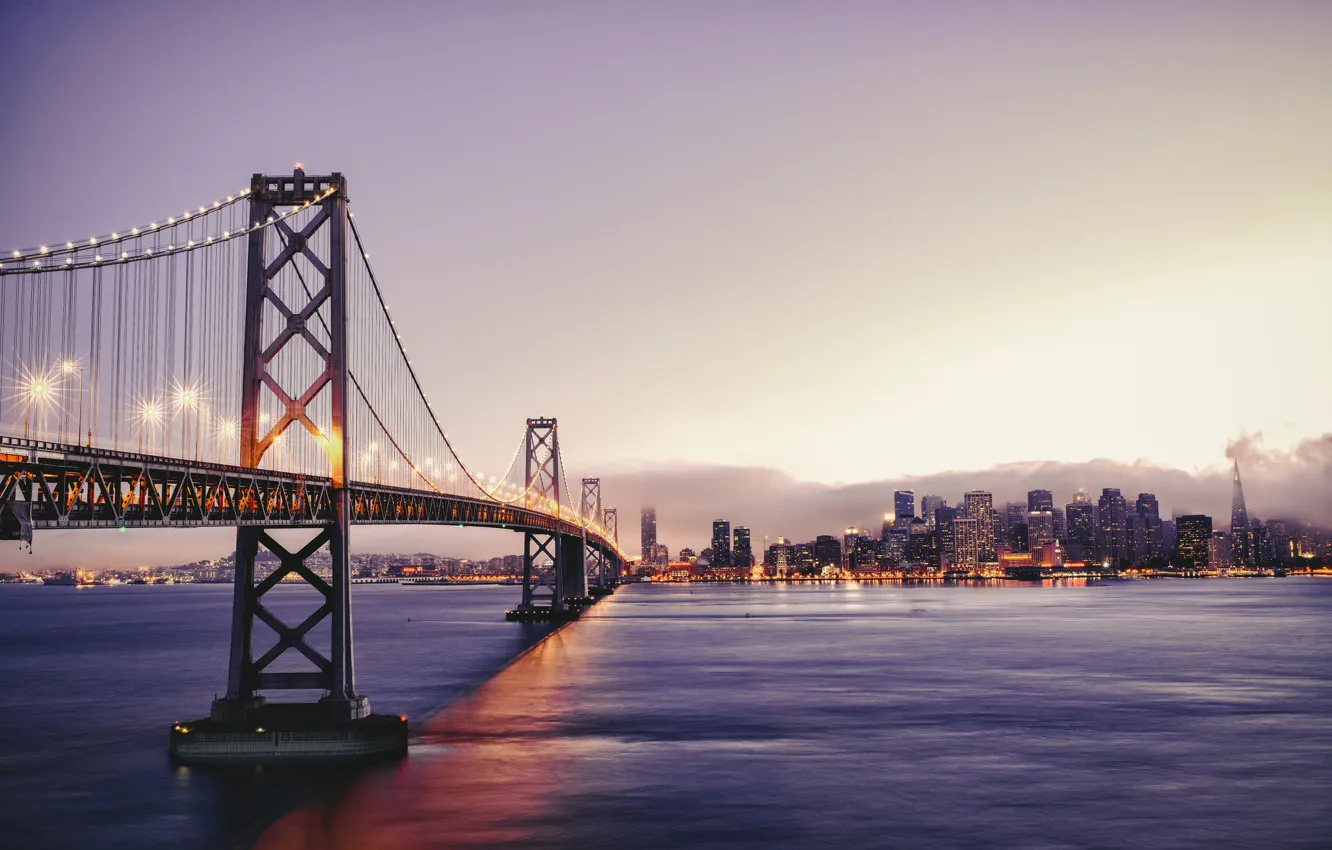 Photo wallpaper the city, CA, San Francisco, USA, San Francisco, bay bridge, bridge from San Francisco to …