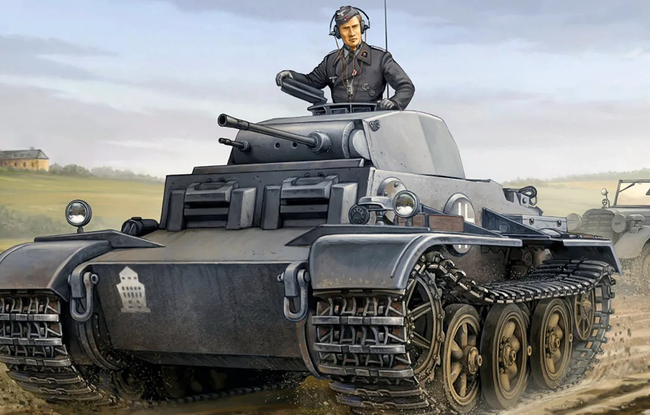 Wallpaper figure, art, PzKpfw II, Panzerkampfwagen II Ausf. J, German light  tank of world war II, T-II images for desktop, section оружие - download
