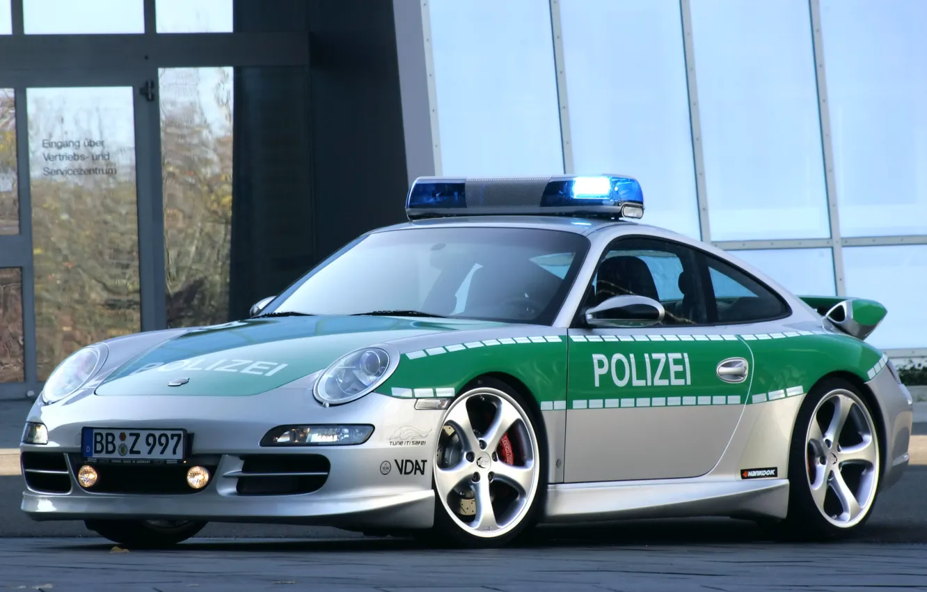 Photo wallpaper machine, police, Porsche