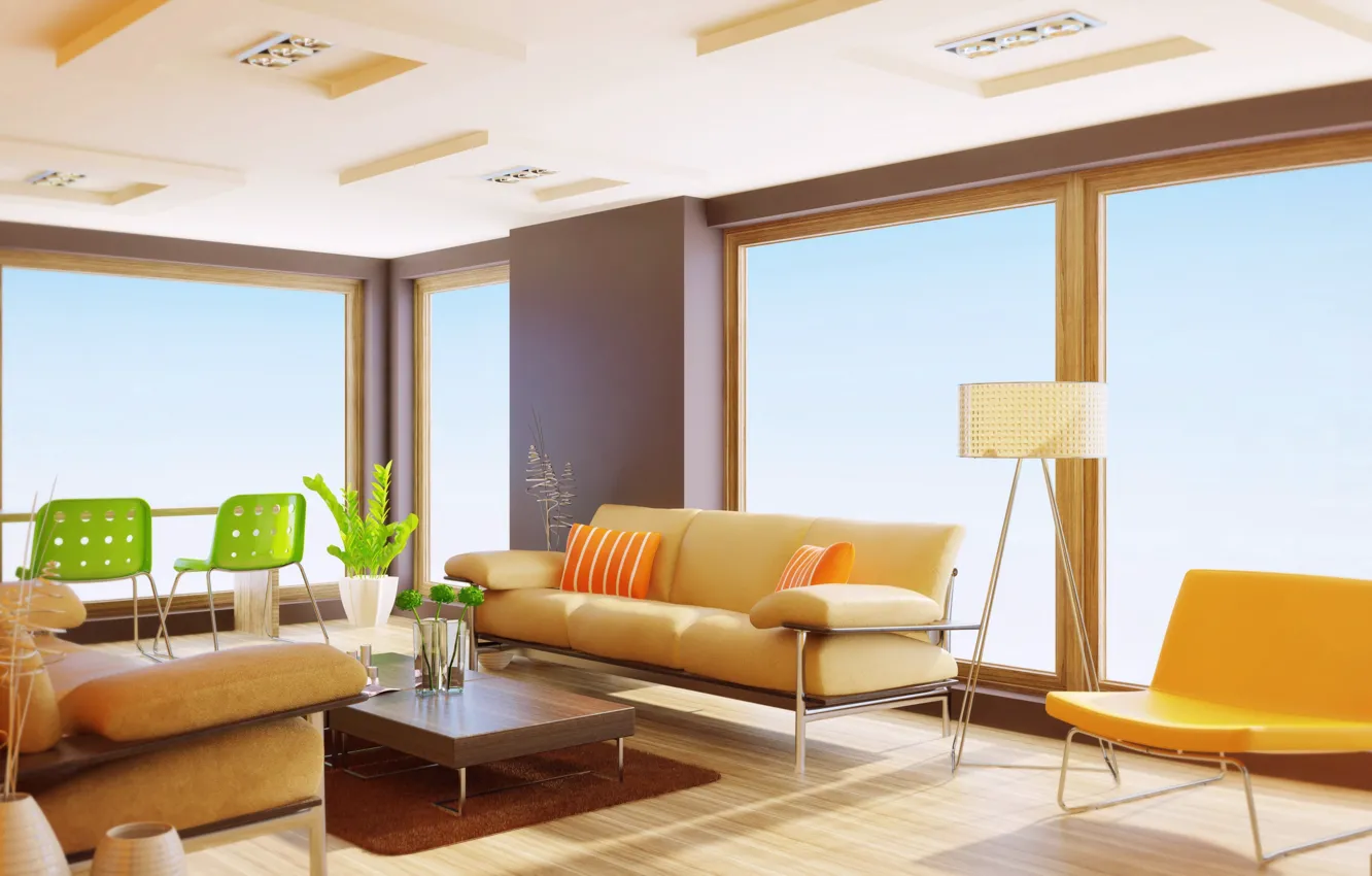 Photo wallpaper design, sofa, furniture, interior, apartment, table, Interior design