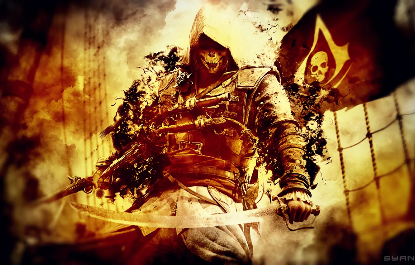 Wallpaper sword, pistol, Ubisoft, flag, weapons, video game, Assassin's  Creed 4, Assassin's Creed IV: Black Flag, Edward Kenway, Assassin's Creed IV,  Pirate's Curse images for desktop, section игры - download