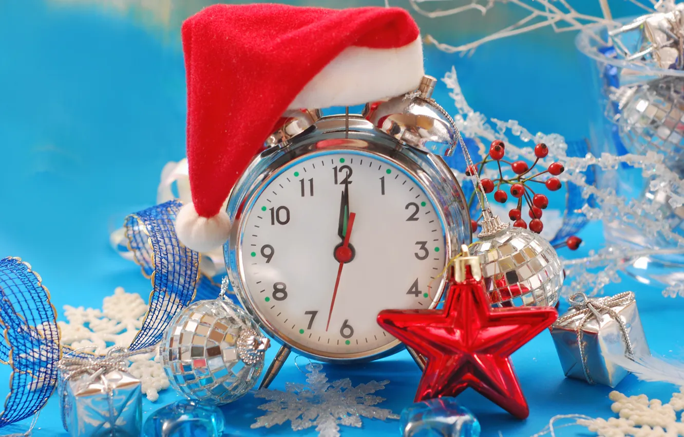 Photo wallpaper watch, New Year, Christmas, Christmas, New Year, decoration