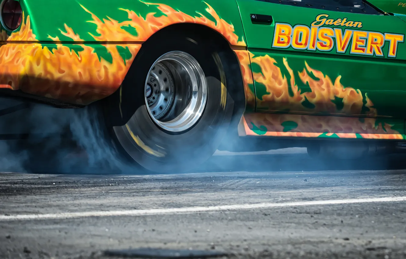Photo wallpaper race, smoke, wheel, Corvette, Chevrolet, muscle car, drag racing