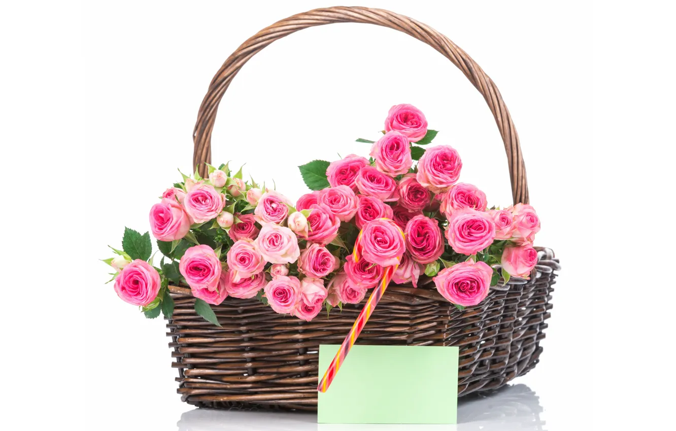 Wallpaper Basket Roses Bouquet Pink Flowers Roses Basket Images For Desktop Section Cvety Download