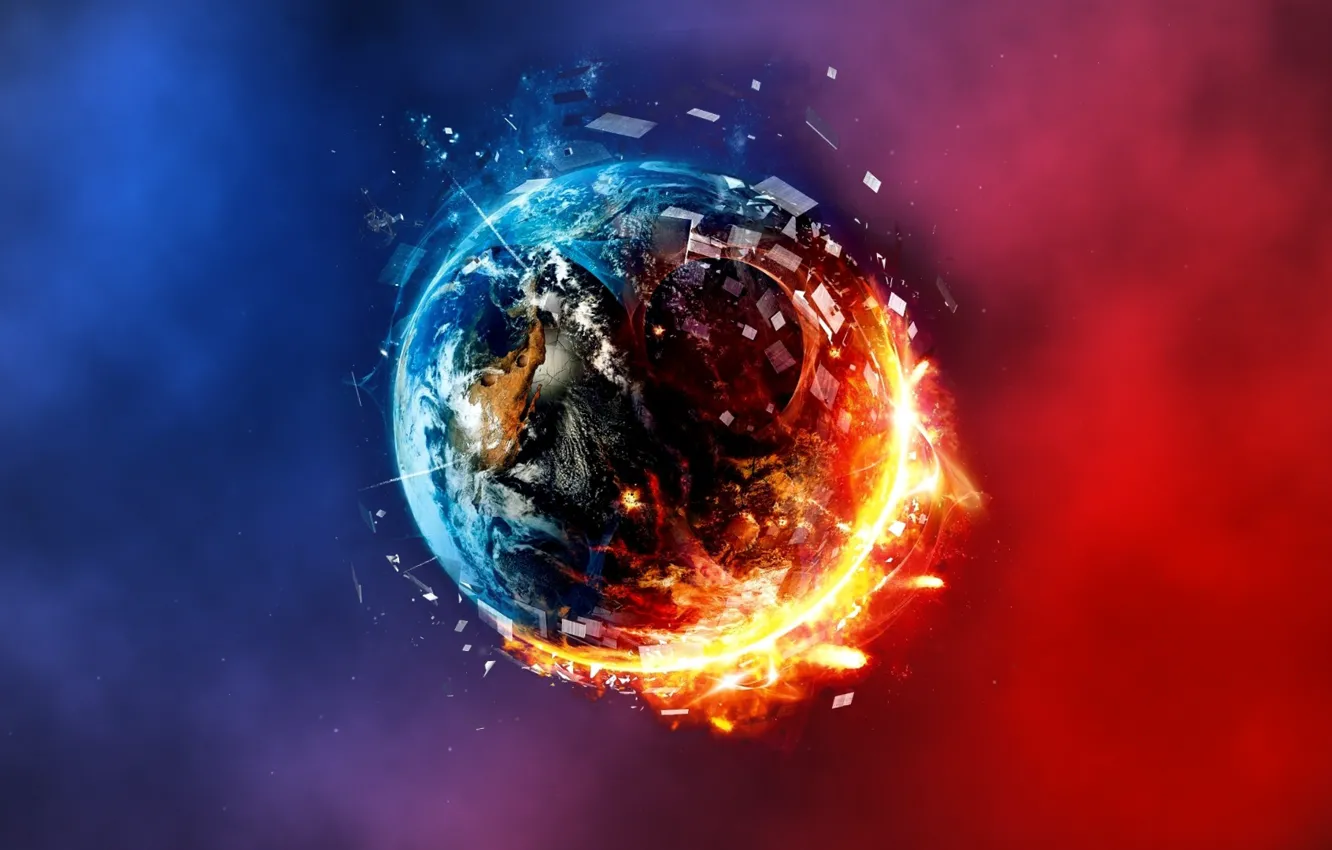 Wallpaper Abstract Planet Fire And Ice Red And Blue Images For Desktop Section Kosmos Download