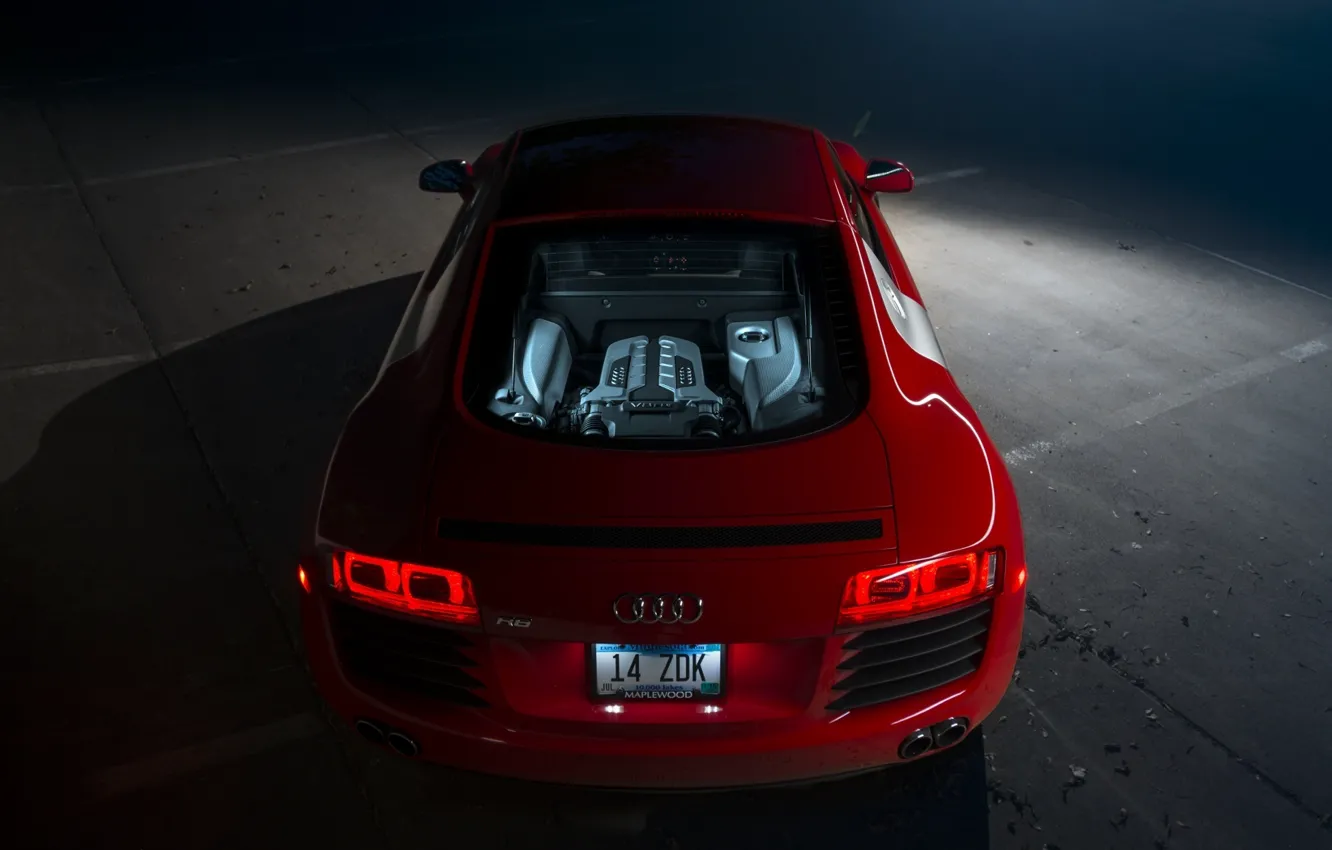 Photo wallpaper Audi, Red, Supercar, Rear, Ligth, Motor
