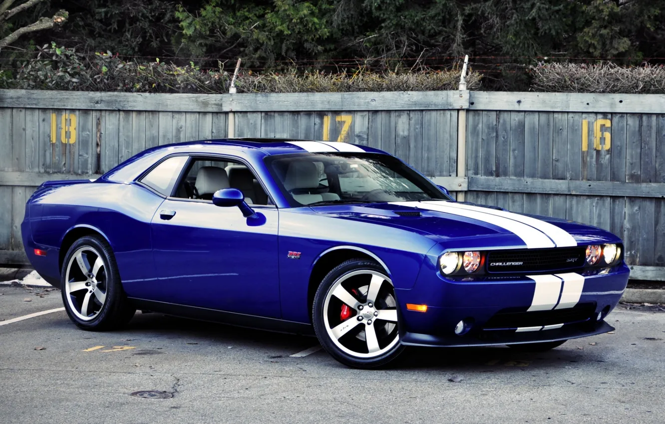 Photo wallpaper blue, Dodge, Dodge, SRT8, Challenger, the front, Muscle car, 392, Muscle car, Chelenzher, Inaugural Edition