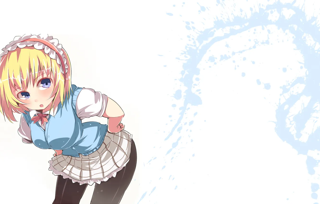 Wallpaper Girl Surprise Anime Blonde White Background School