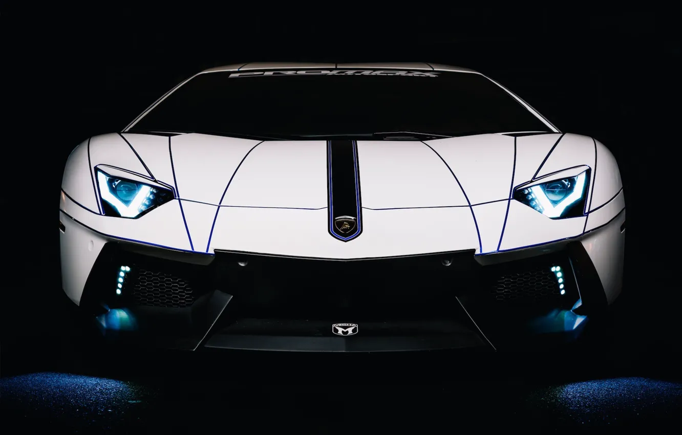 Photo wallpaper Lamborghini, Car, Auto, White, LP700-4, Aventador, 2014, Tron Tuning