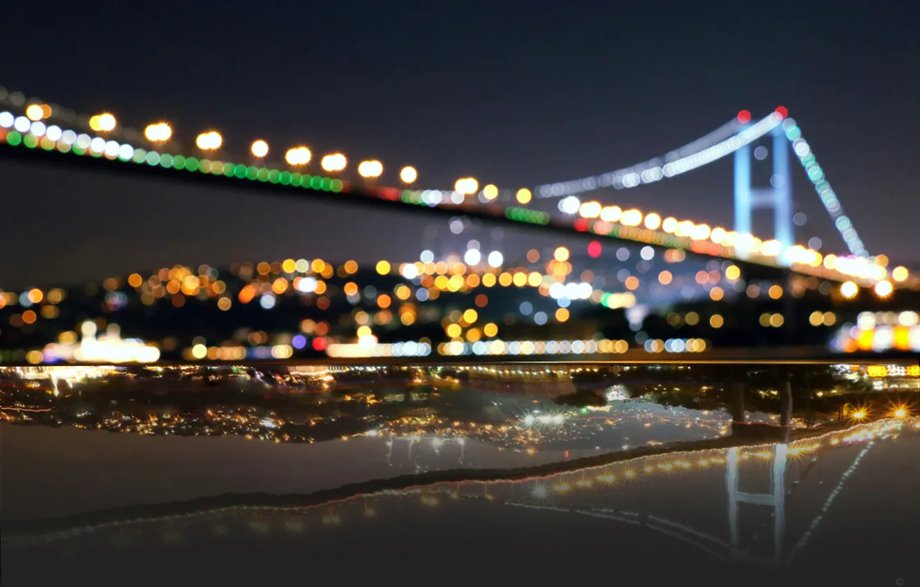 Wallpaper sea, bridge, Strait, Istanbul, Turkey, bokeh, The Bosphorus  images for desktop, section город - download