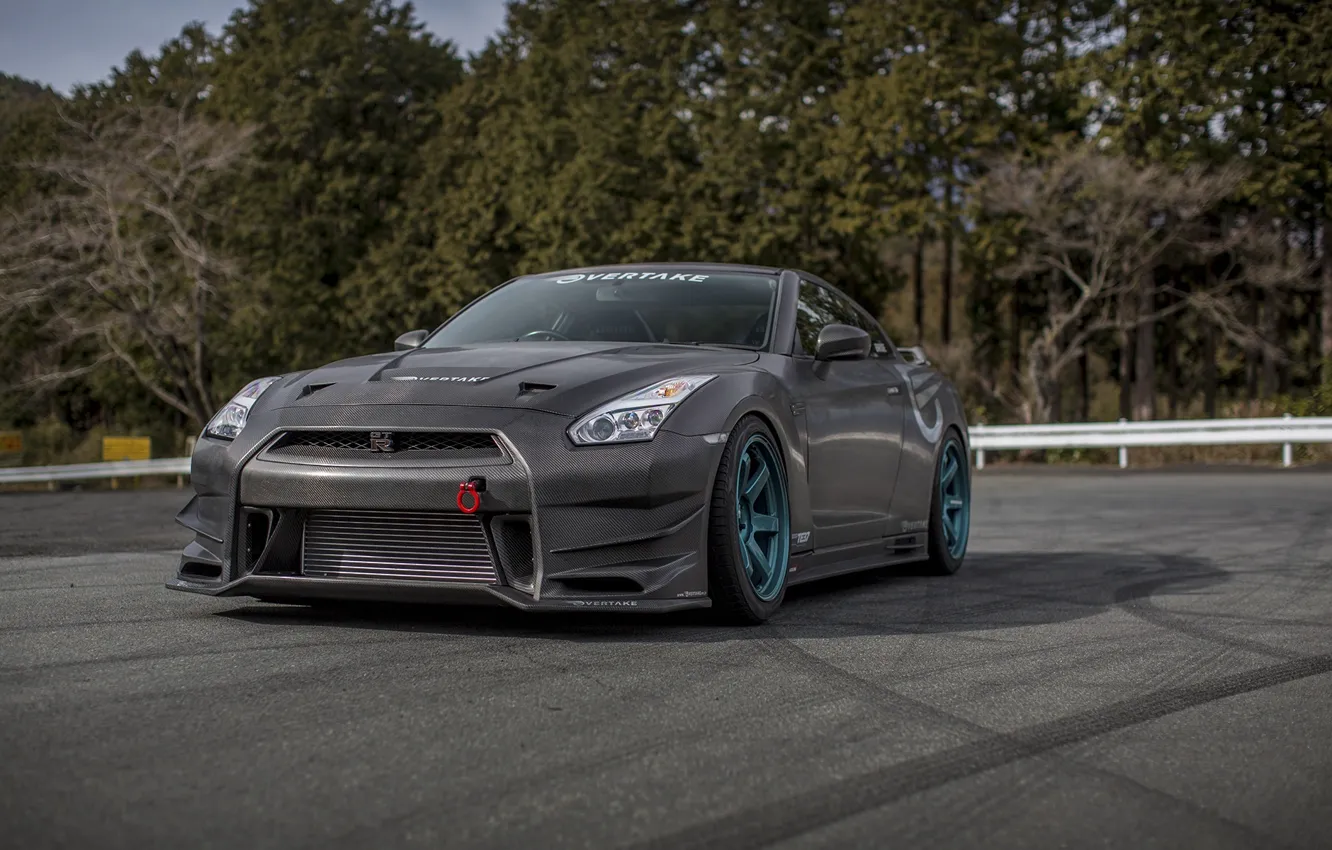 Photo wallpaper Nissan, GT-R, Carbon, R35, Overtake