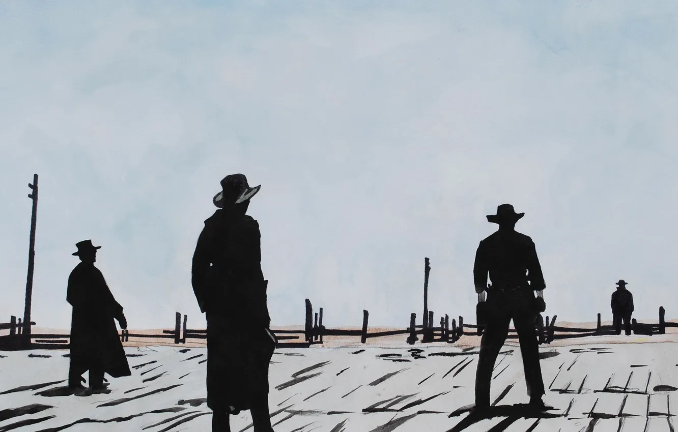 Photo wallpaper the film, silhouette, cowboy, Western
