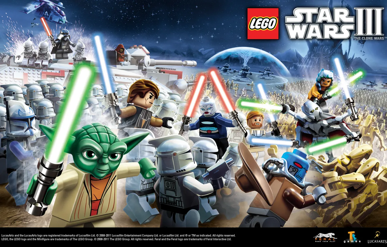 Wallpaper Star Wars, battle, yoda, lightsaber, artwork, figures, Obi-Wan  Kenobi, LEGO Star Wars III, Anakin Skywalker, The Clone Wars, Clone Wars  images for desktop, section игры - download