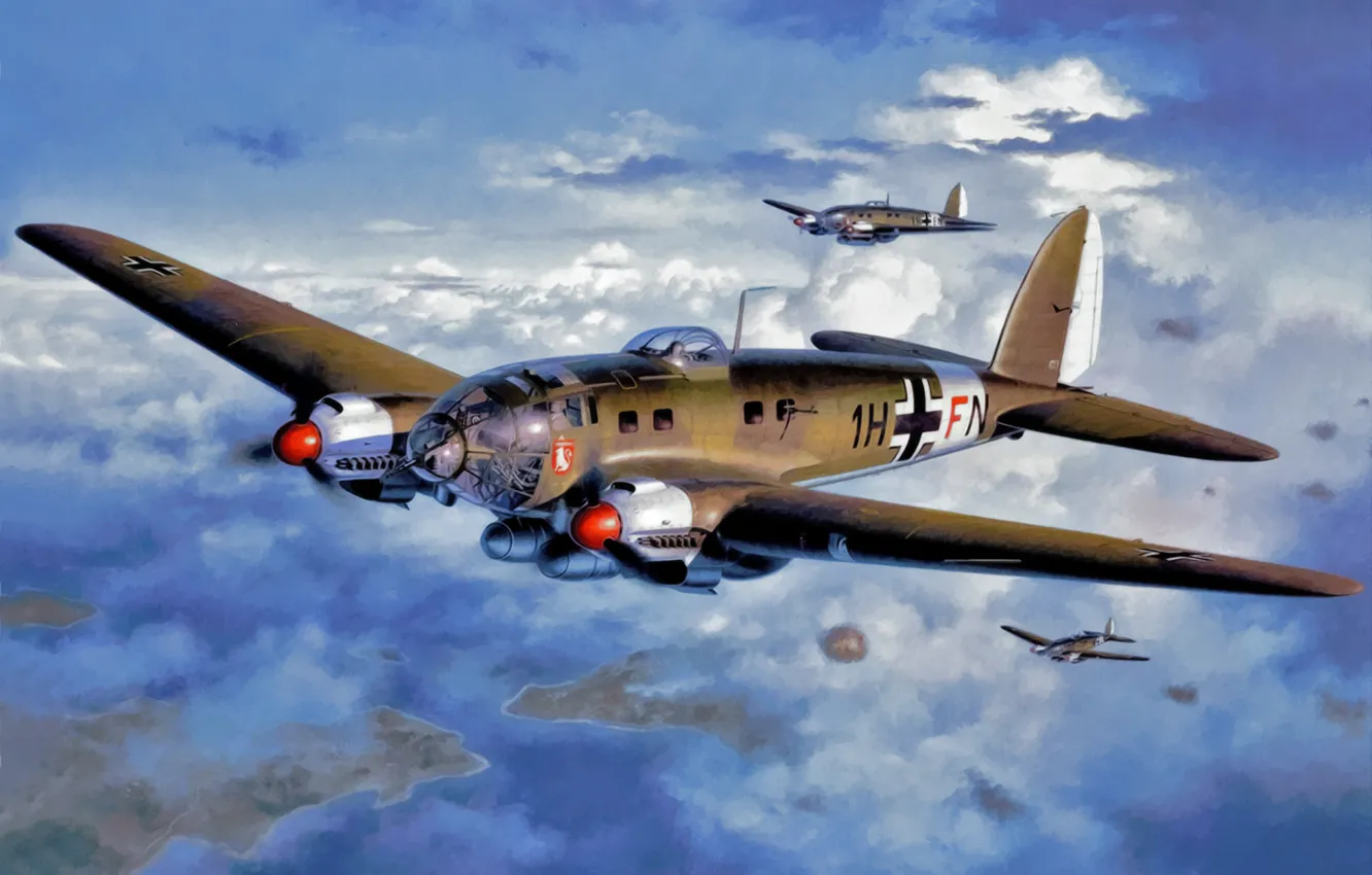 Wallpaper bomber, art, airplane, painting, aviation