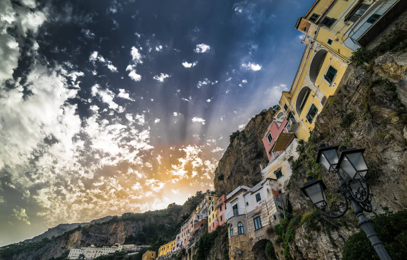 Photo wallpaper Italy, Campania, Amalfi, Sunset