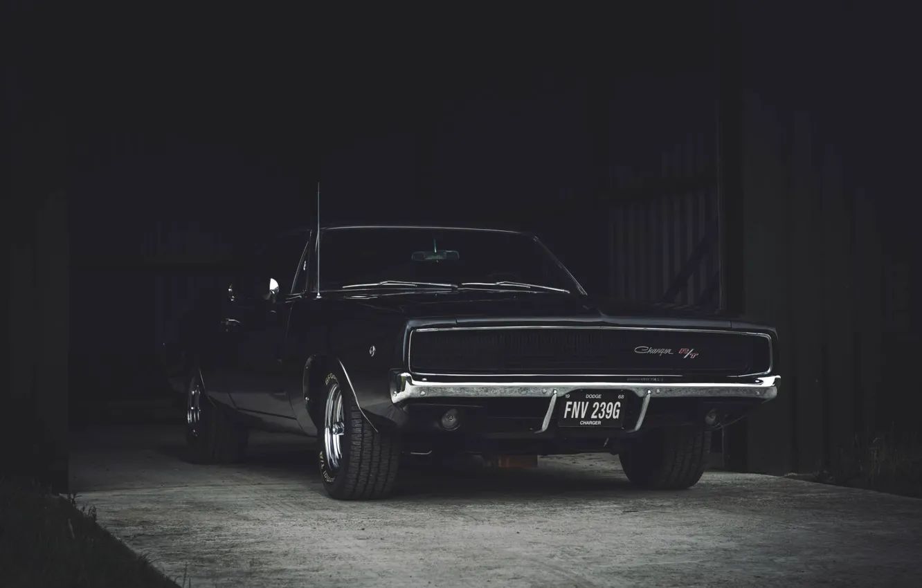 Photo wallpaper photography, Dodge Charger, garage, 1968, Roscoe Rutter