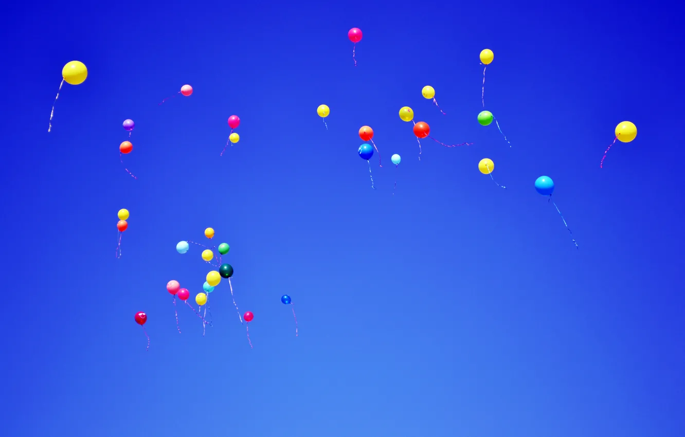 Photo wallpaper the sky, balloons, balls, blue, fly