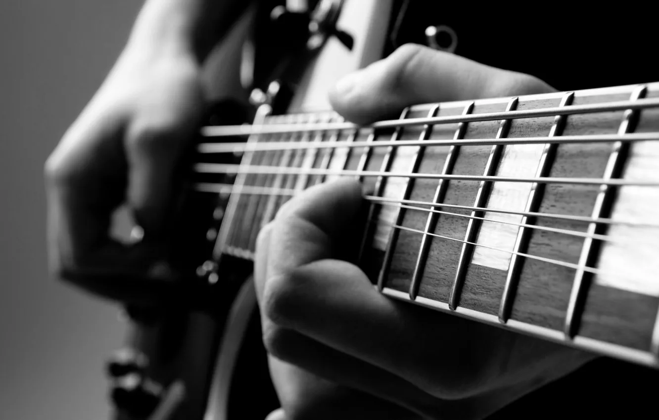 Photo wallpaper guitar, hands, musician