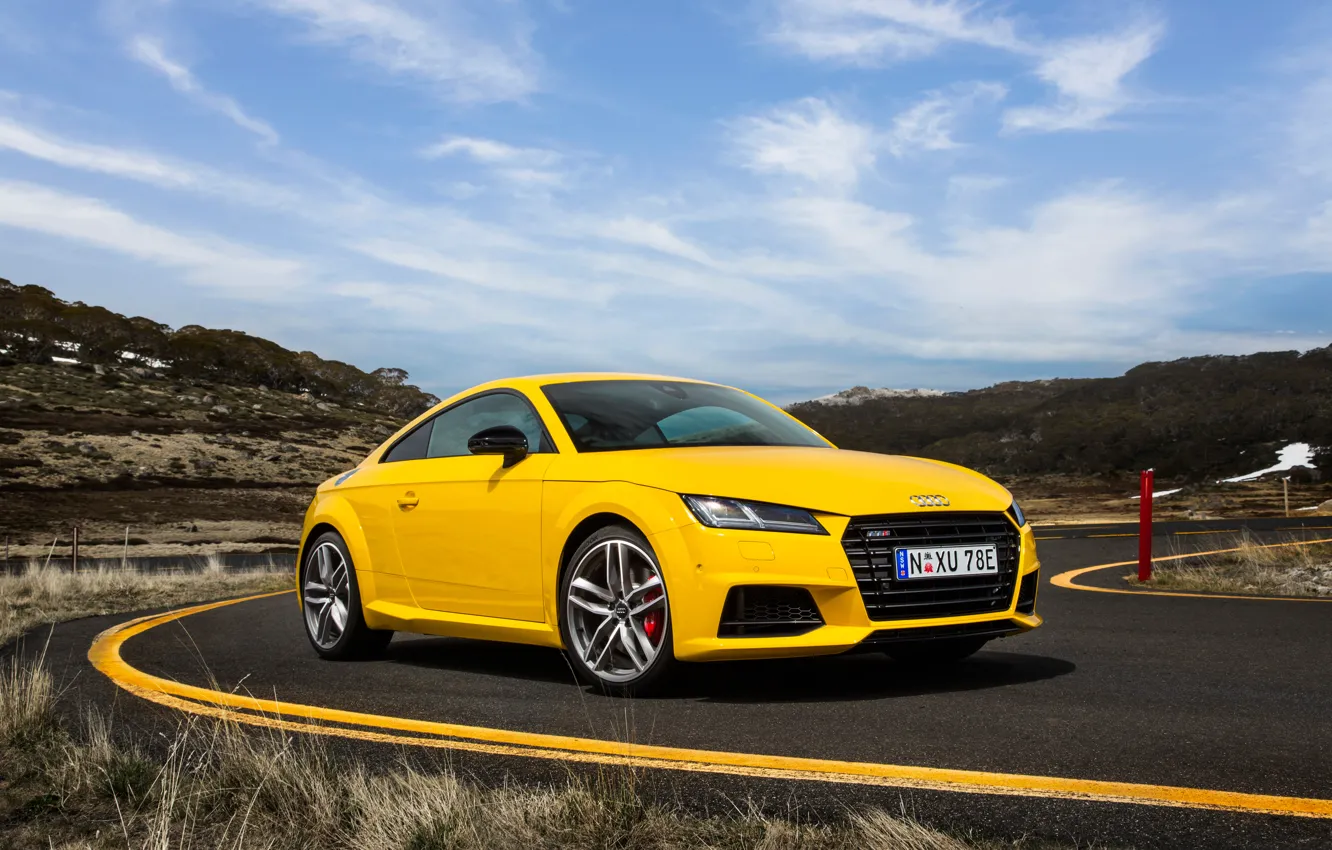 Photo wallpaper Audi, Audi, coupe, yellow, TTS