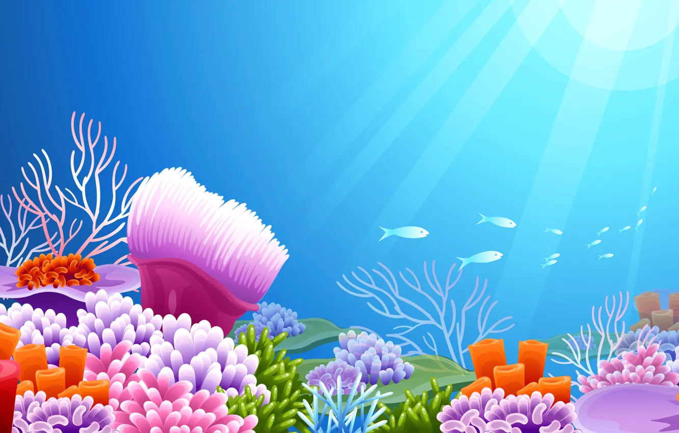 Wallpaper sea, rays, light, the ocean, vector, underwater world images for  desktop, section разное - download